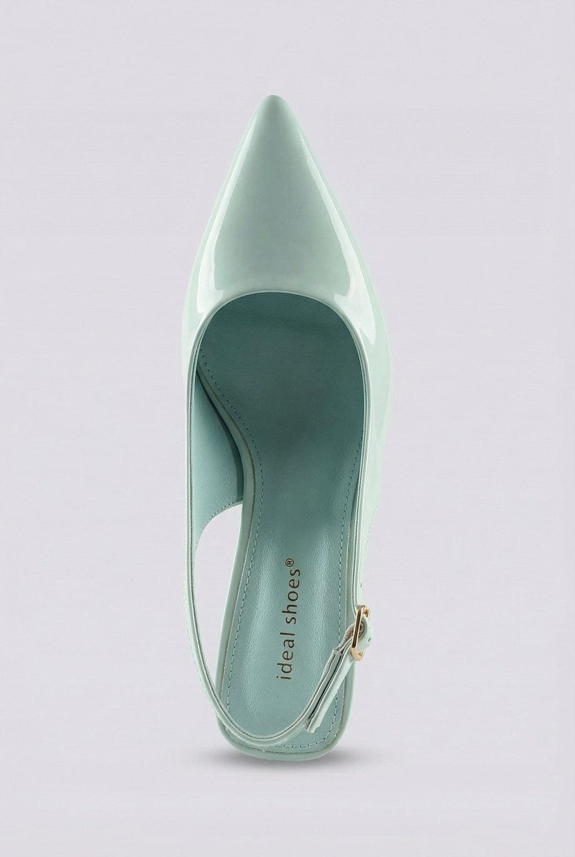 Ideal shoes - Slingback Pumps - Light Green Patent