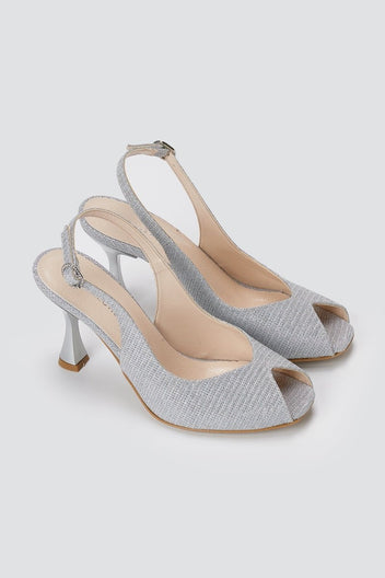 TFP - Slingback Pumps - Silver Lurex