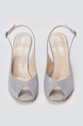 TFP - Slingback Pumps - Silver Lurex