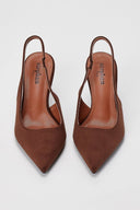 Stephan - Slingback Pumps Slim Heel - Brown Suede