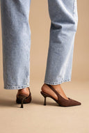 Stephan - Slingback Pumps Slim Heel - Brown Suede