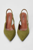 Stephan - Slingback Pumps Slim Heel - Green Suede