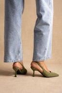 Stephan - Slingback Pumps Slim Heel - Green Suede