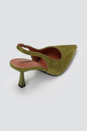 Stephan - Slingback Pumps Slim Heel - Green Suede