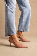 Stephan - Slingback Pumps Slim Heel - Pink Suede