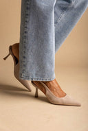 Stephan - Slingback Pumps Slim Heel - Taupe Suede