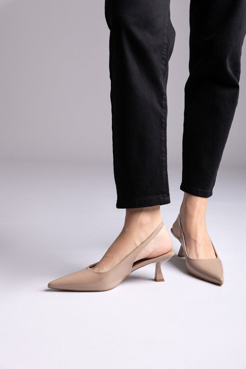 Ideal shoes - Slingback Pumps - Taupe Patent