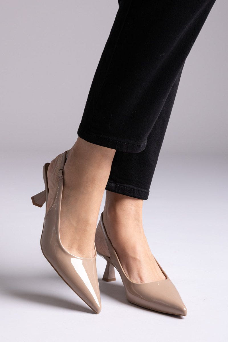 Ideal shoes - Slingback Pumps - Taupe Patent