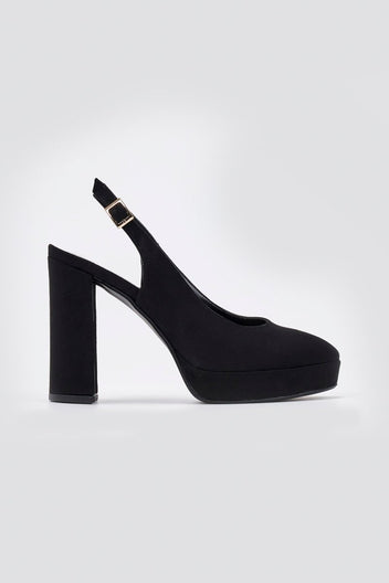 Slingback Pumps TFP - Black Suede - thefashionproject.gr - TFP