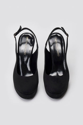Slingback Pumps TFP - Black Suede - thefashionproject.gr - TFP