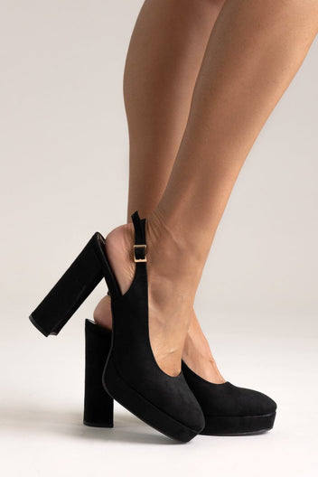 Slingback Pumps TFP - Black Suede - thefashionproject.gr - TFP