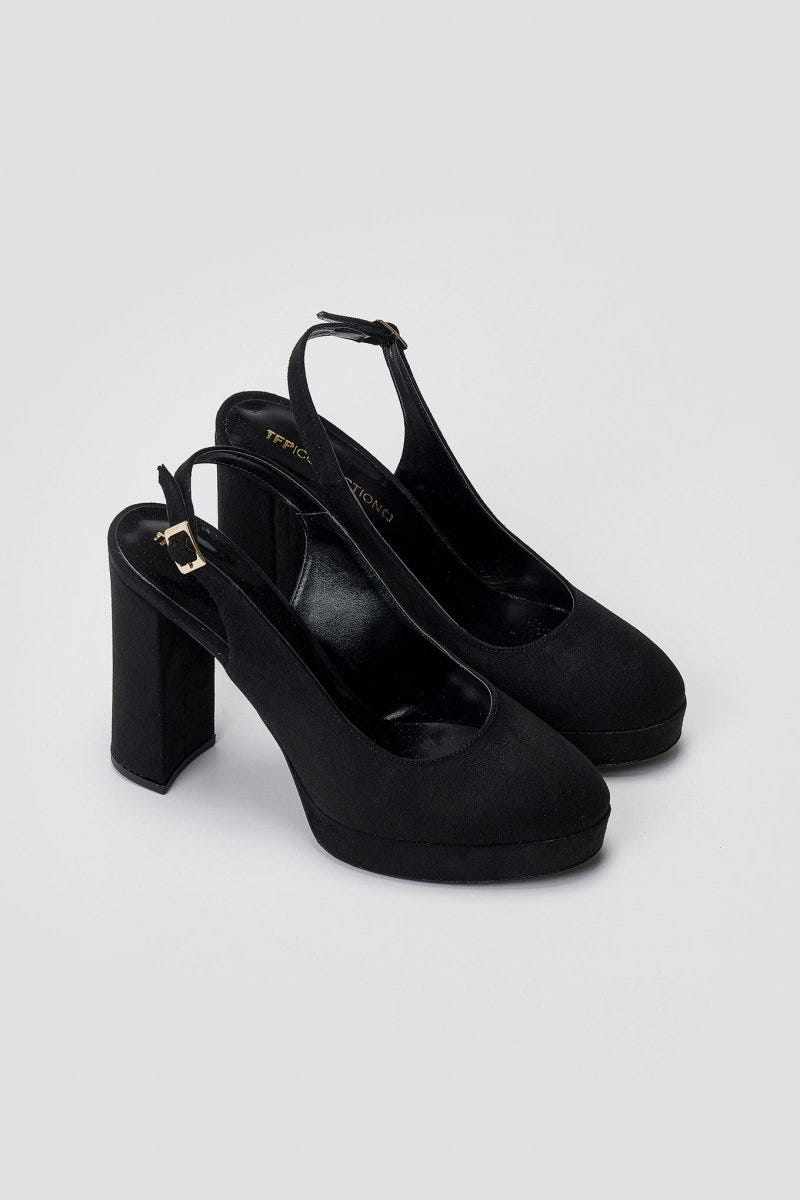 Slingback Pumps TFP - Black Suede - thefashionproject.gr - TFP