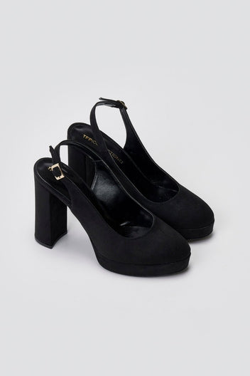 Slingback Pumps TFP - Black Suede - thefashionproject.gr - TFP