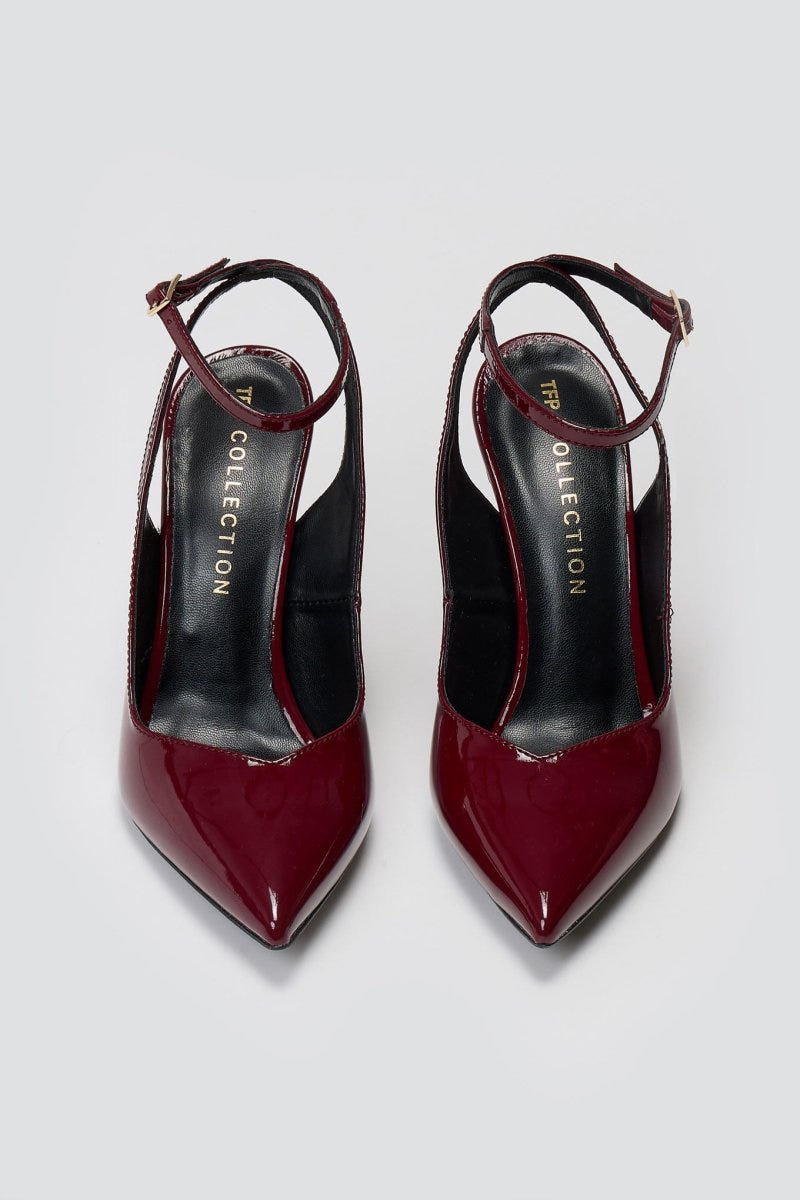 Slingback Pumps TFP - Bordeaux Patent - thefashionproject.gr - TFP
