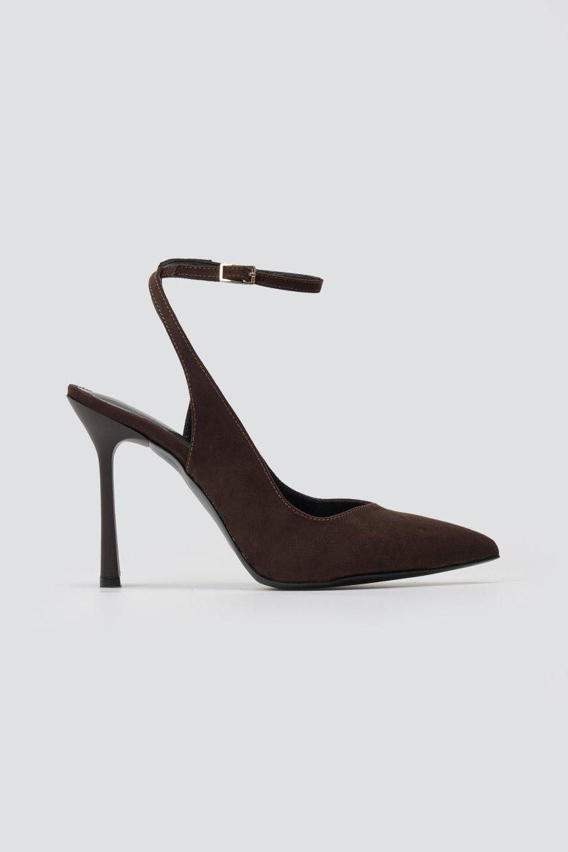 Slingback Pumps TFP - Brown Suede - thefashionproject.gr - TFP