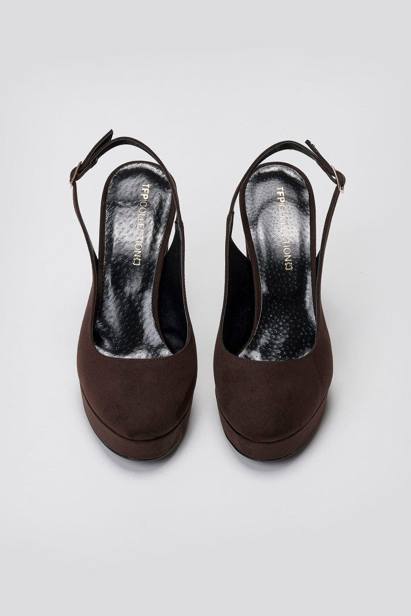 Slingback Pumps TFP - Brown Suede - thefashionproject.gr - TFP