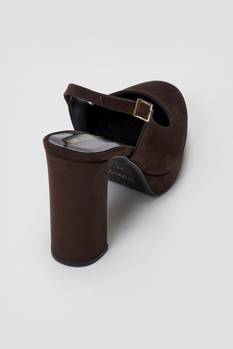 Slingback Pumps TFP - Brown Suede - thefashionproject.gr - TFP