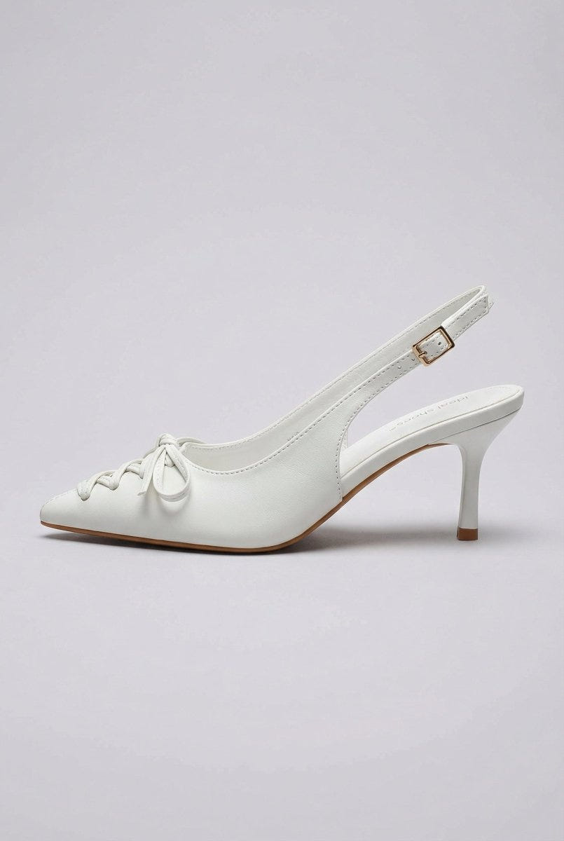 Ideal shoes - Slingback Pumps - White Matte