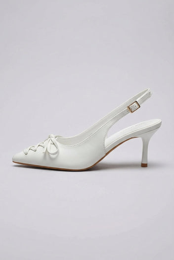 Ideal shoes - Slingback Pumps - White Matte