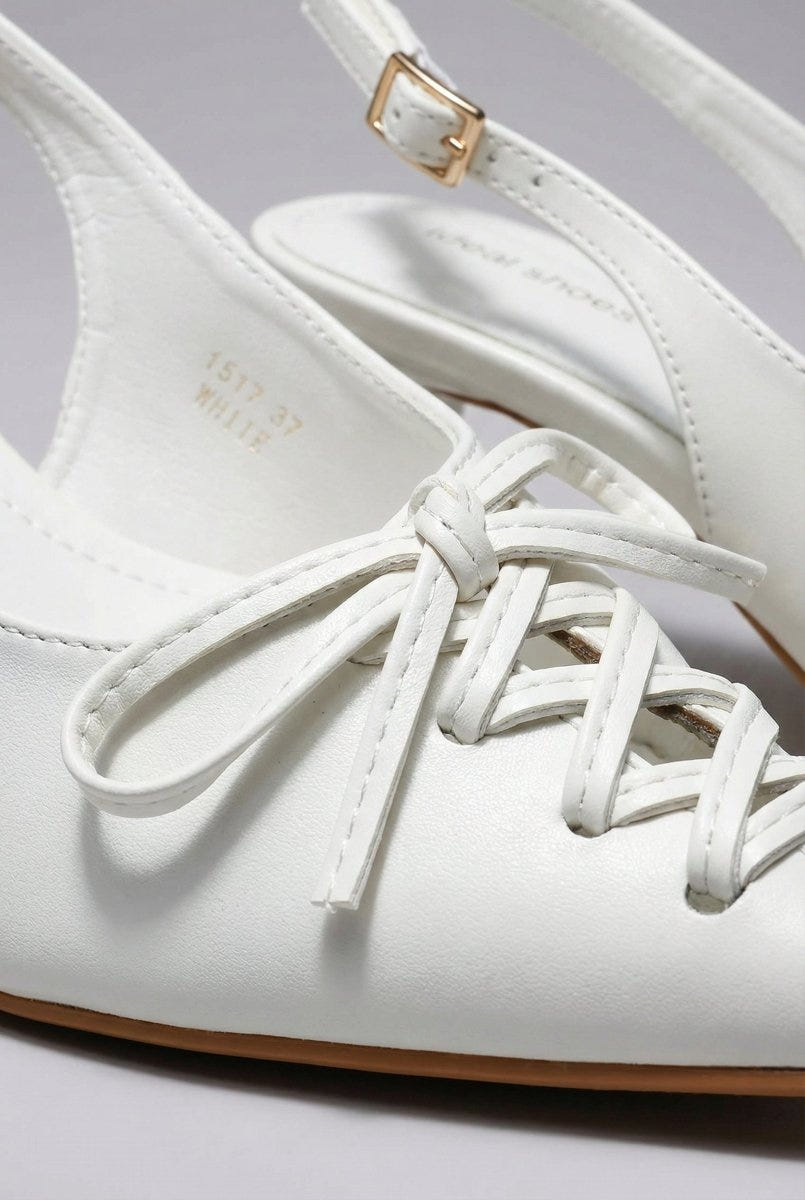 Ideal shoes - Slingback Pumps - White Matte