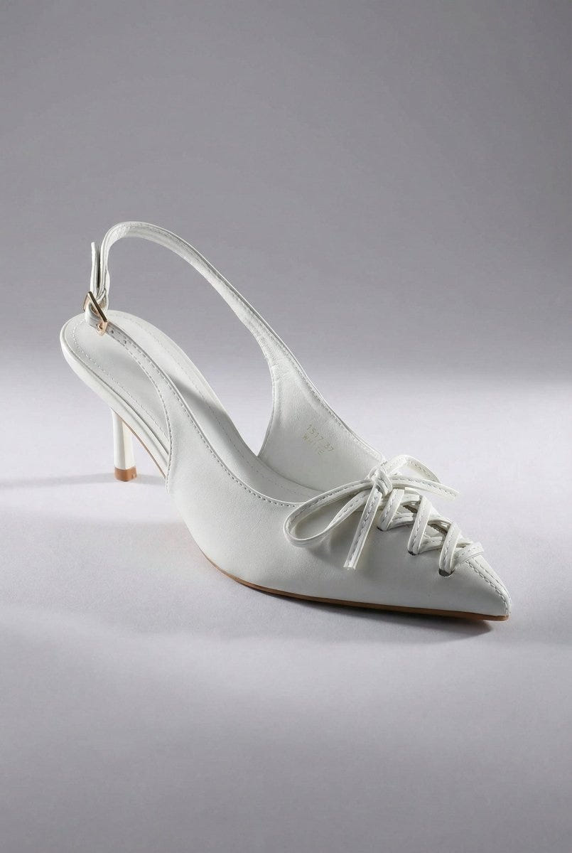 Ideal shoes - Slingback Pumps - White Matte