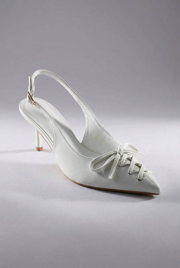 Ideal shoes - Slingback Pumps - White Matte