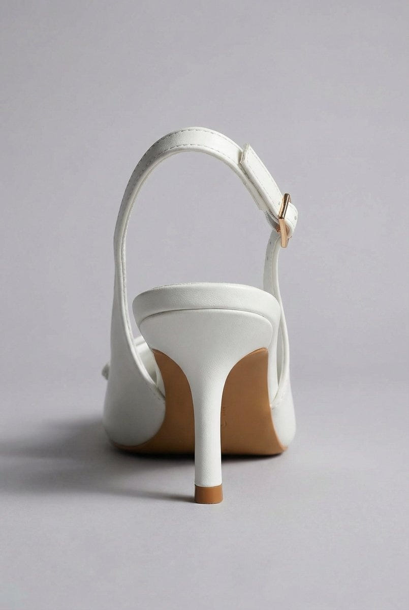 Ideal shoes - Slingback Pumps - White Matte