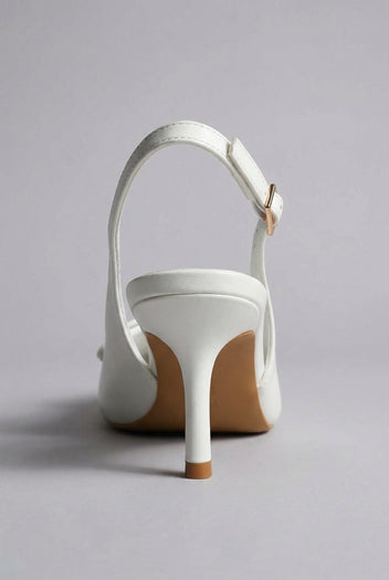Ideal shoes - Slingback Pumps - White Matte