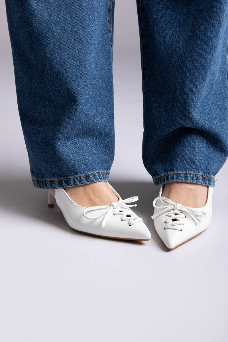 Ideal shoes - Slingback Pumps - White Matte