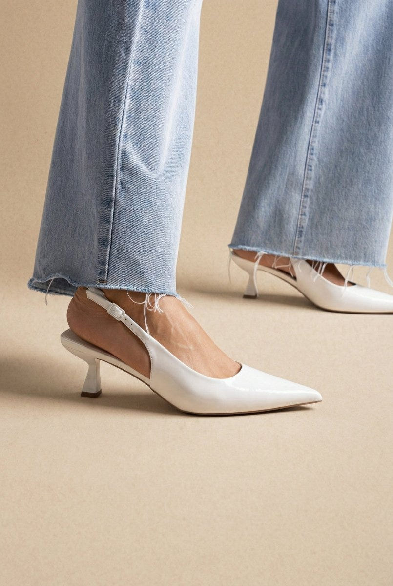 Ideal shoes - Slingback Pumps - White Patent