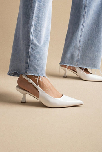 Ideal shoes - Slingback Pumps - White Patent