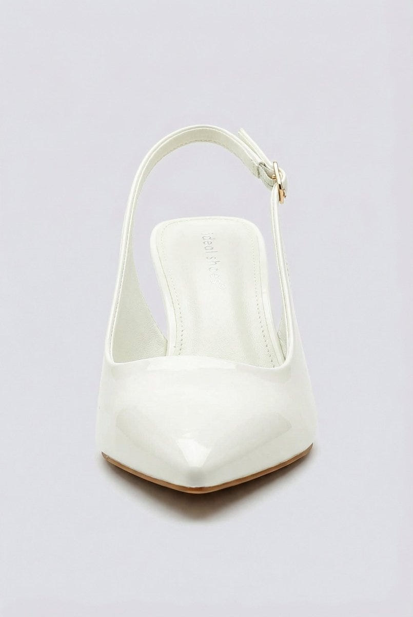 Ideal shoes - Slingback Pumps - White Patent