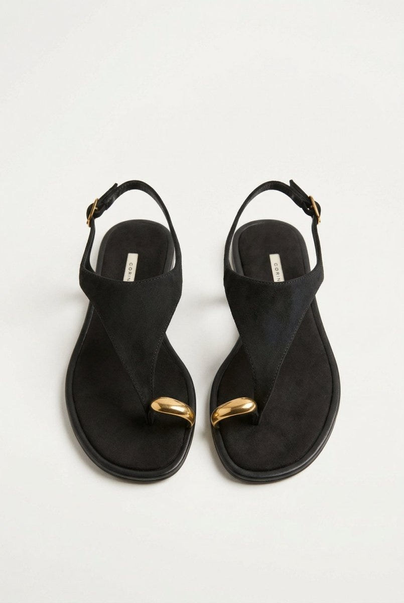 CORINA - Slingback Sandals - Black Suede