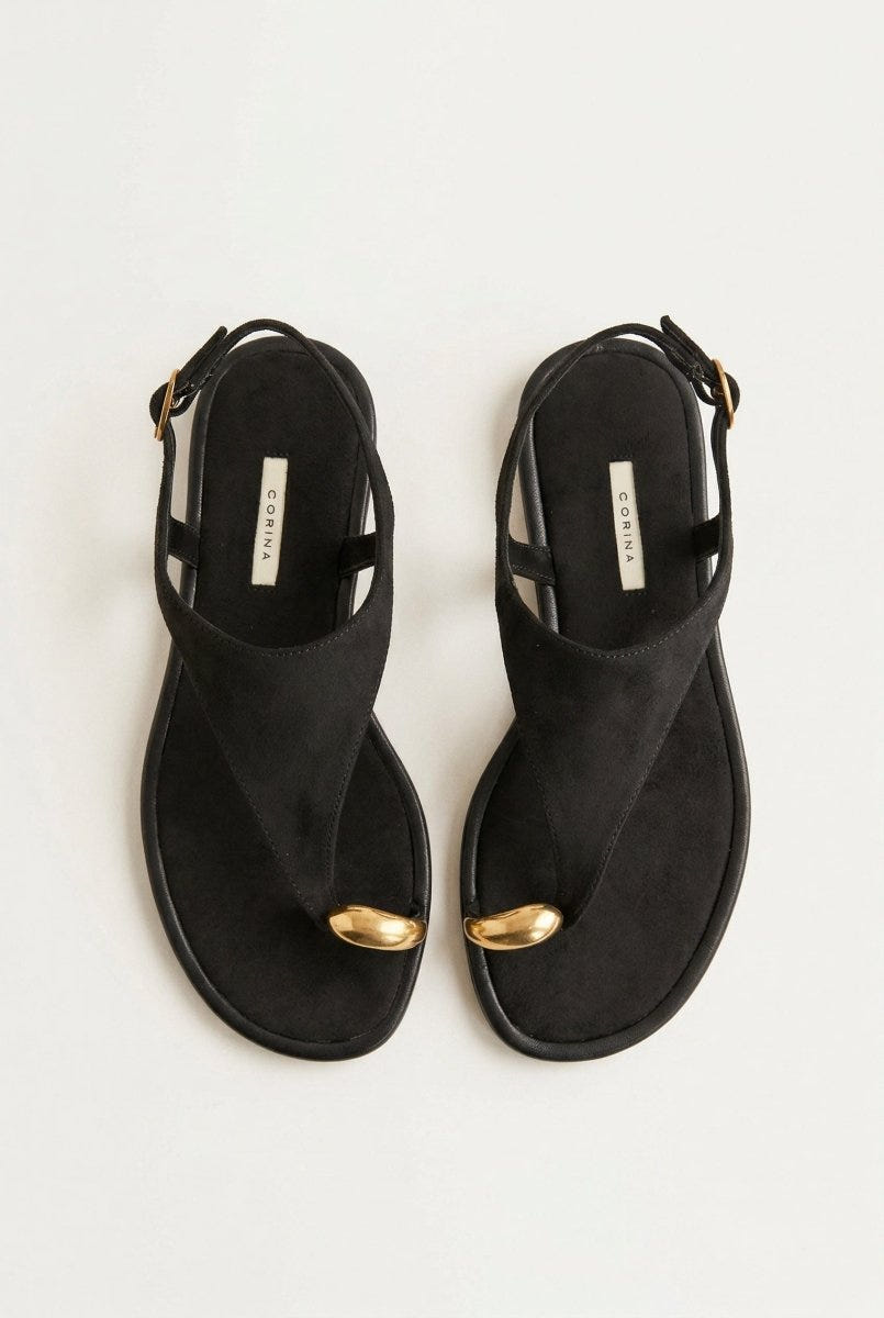 CORINA - Slingback Sandals - Black Suede