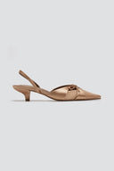 Slingback σατέν γόβες με φιόγκο CORINA - Κάμελ - thefashionproject.gr - CORINA