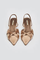 Slingback σατέν γόβες με φιόγκο CORINA - Κάμελ - thefashionproject.gr - CORINA