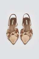 Slingback σατέν γόβες με φιόγκο CORINA - Κάμελ - thefashionproject.gr - CORINA