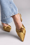 Slingback σατέν γόβες με φιόγκο CORINA - Λαδί - thefashionproject.gr - CORINA