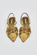 Slingback σατέν γόβες με φιόγκο CORINA - Λαδί - thefashionproject.gr - CORINA
