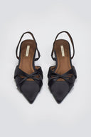 Slingback σατέν γόβες με φιόγκο CORINA - Μαύρο - thefashionproject.gr - CORINA