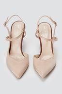TFP - Slingback Stiletto Pumps - Nude/Brown Satin