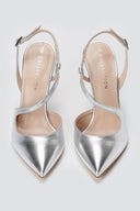 TFP - Slingback Stiletto Pumps - Silver Metallic
