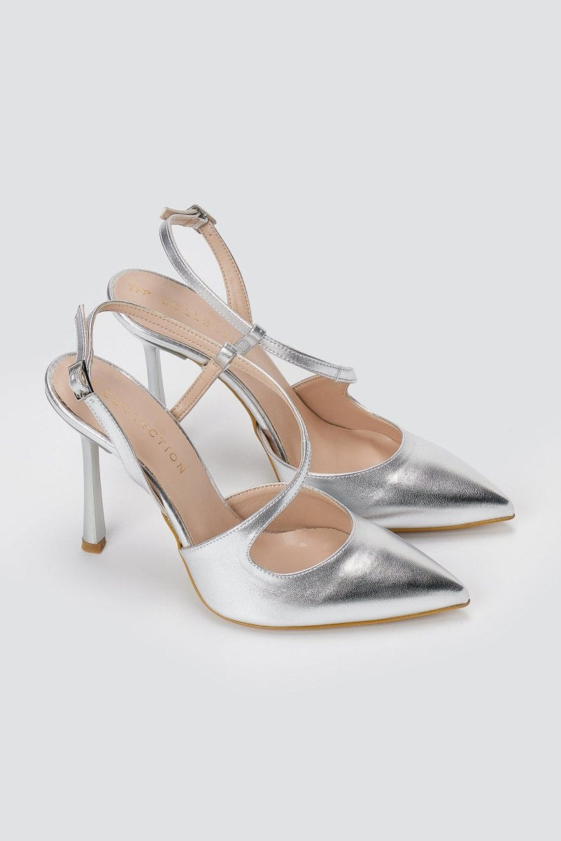 TFP - Slingback Stiletto Pumps - Silver Metallic