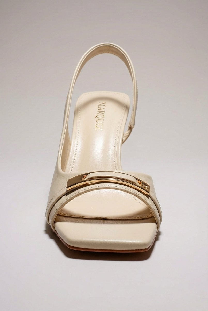 Ideal shoes - Slingback Stiletto Sandals - Beige Matte