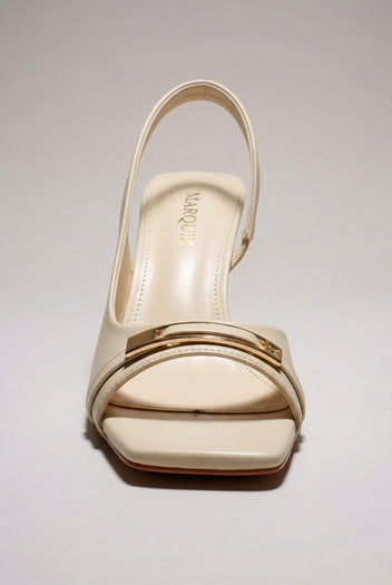 Ideal shoes - Slingback Stiletto Sandals - Beige Matte