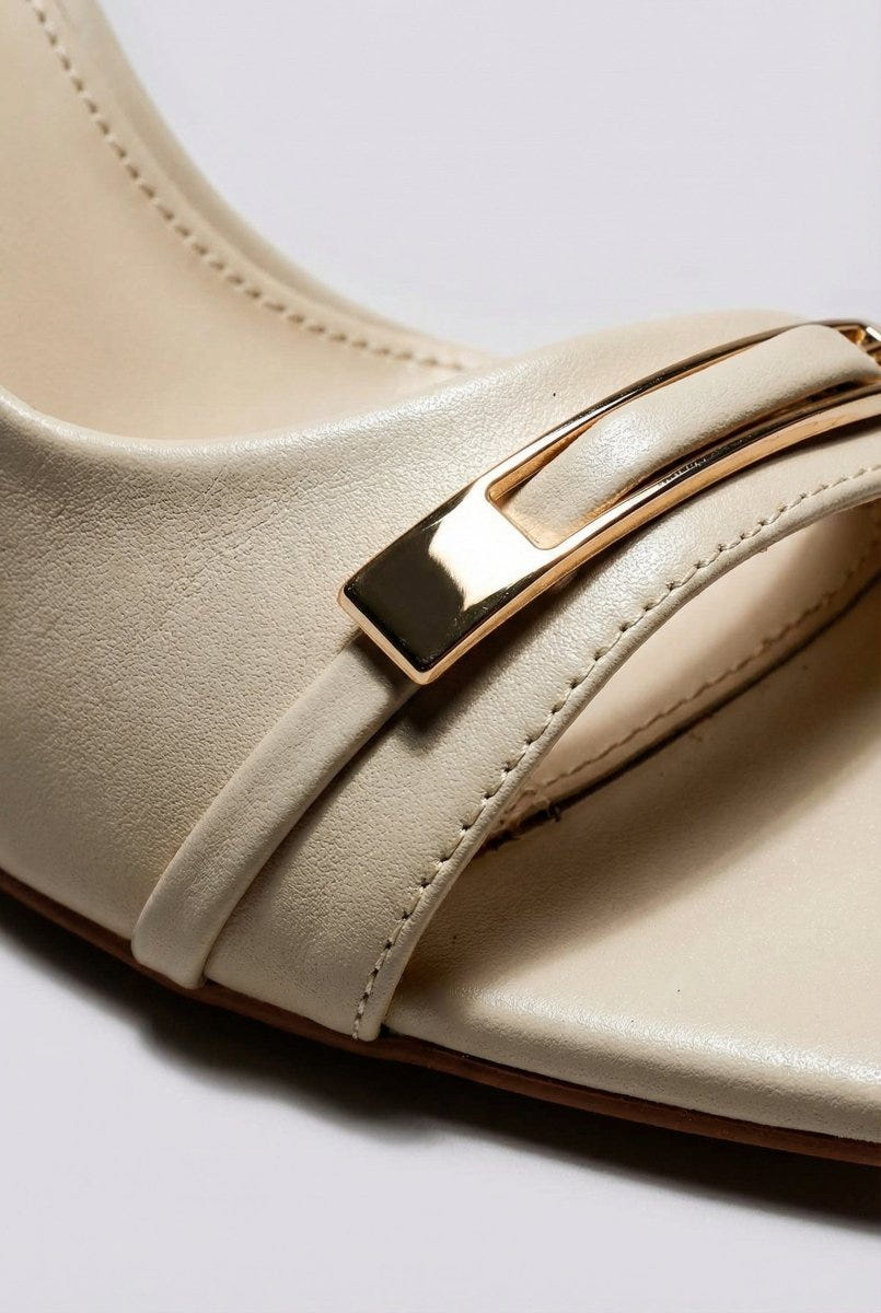 Ideal shoes - Slingback Stiletto Sandals - Beige Matte