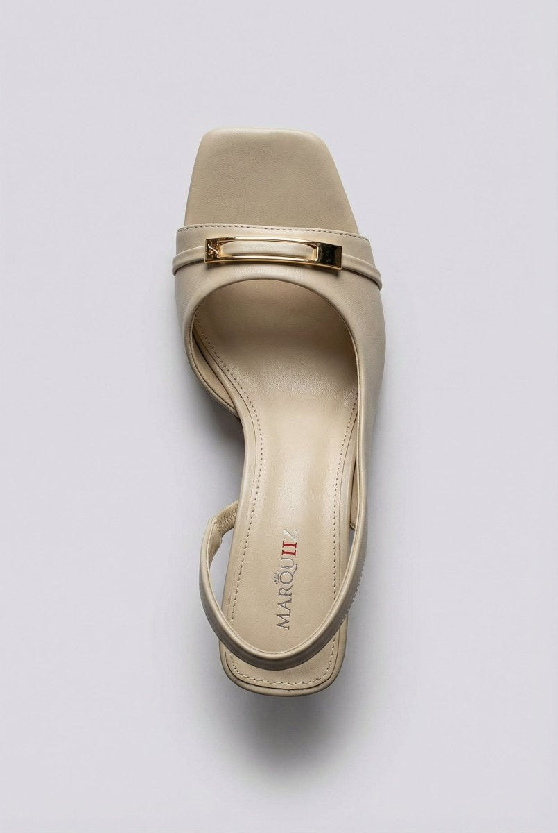 Ideal shoes - Slingback Stiletto Sandals - Beige Matte
