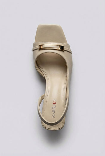 Ideal shoes - Slingback Stiletto Sandals - Beige Matte