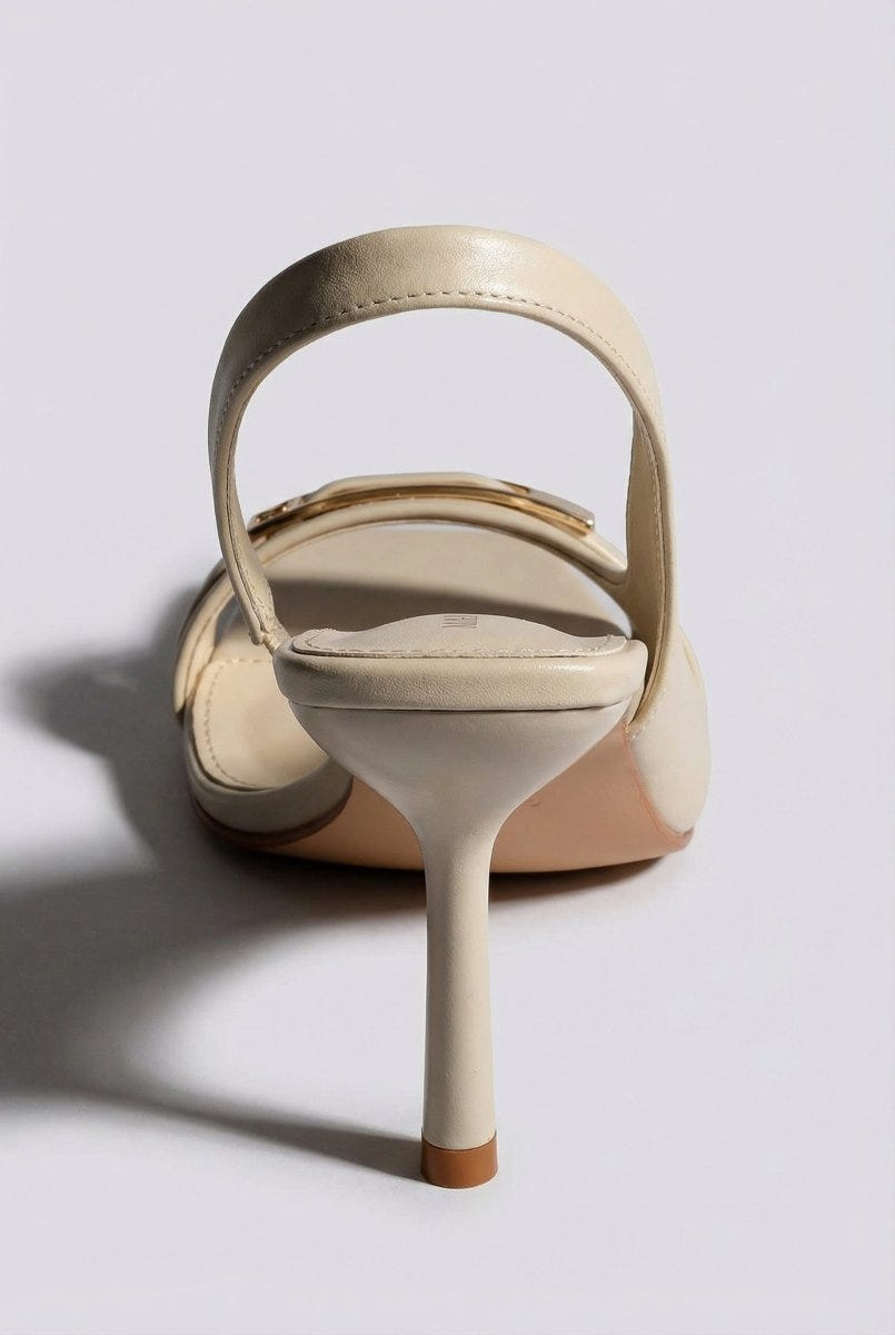 Ideal shoes - Slingback Stiletto Sandals - Beige Matte