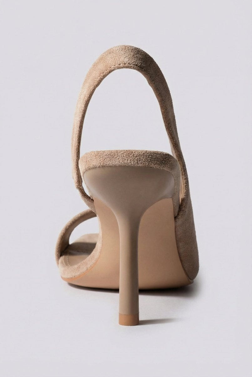 Ideal shoes - Slingback Stiletto Sandals - Beige Suede